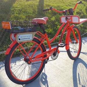 Bicycle rental service bike featuring iLasik promotional image