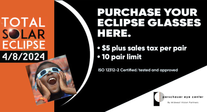 Purchase Your Eclipse Glasses Here | $5 plus sales tax per pair, $10 pair limit | 4/8/2024